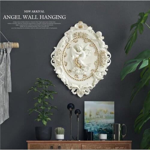 MODERN RESIN ANGEL WALL HANGING CRAFTS DECORATION HOTEL PORCH WALL STICKER ORNAMENTS HOME LIVINGROOM WALL MURAL PENDANT ARTWORK