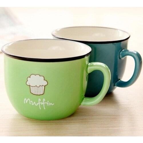 High Temperature Resistant Cute Ceramic Water Cup Couple Creative Breakfast Milk Mark Cup Home Office Simple Coffee Cup