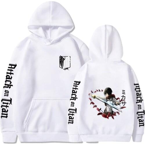 Attack On Titan Mikasa Ackerman Harajuku Anime Hoodies Pullover Tops Funny Manga Graphic Winter Long Sleeve Oversized Sweatshirt