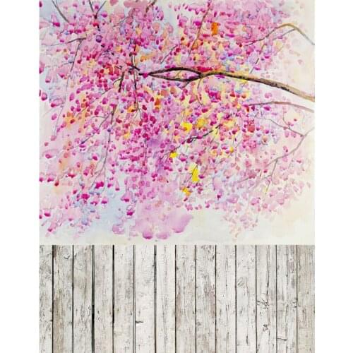 TR Photography Background Backdrop Watercolor Painting Flower Wall Wood Floor Newborn Children Vinyl Photo Studio Backgrounds