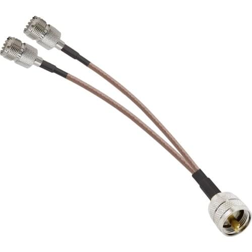 UHF PL-259 Plug to Dual UHF SO-239 Jack RG316 Splitter Cable V Shape for Vehicle CB Radio Ham Radio Two Way Radio VHF Radio