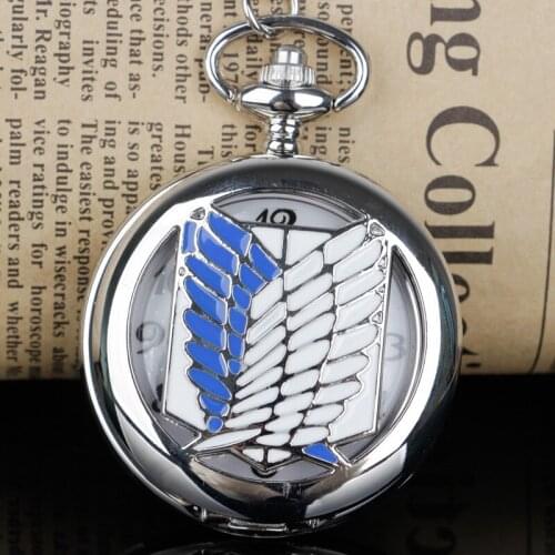 Unique Design Bronze/Silver Attack on Titan Wings of Liberty Clamshell Quartz Pocket Watch Watch Gift CF1025