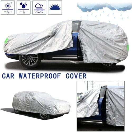 Universal Silver S-XXL Size Car Cover SUV Sedan Car Cover Outdoor Waterproof Sunscreen Rain UV Protection Dustproof Car Jacket