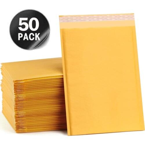 Packaging 50pcs Kraft Paper Mailing Shipping Envelopes for Mailer Gift Bubble Padded Self Seal Mail Shipment Courier Storage Bag