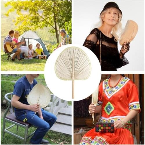 Handmade Fan Handheld Palm Leaf Fan Cool Baby Mosquito Repellen Fan Summer Manual Straw Hand Fans Palm Leaf Outdoor Tool