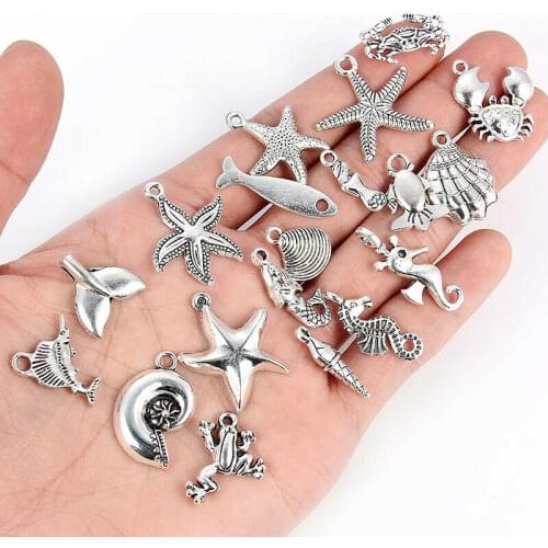 Vintage 10Pcs Zinc Alloy Tibetan Silver Sea Turtle Shell Beads Charms Pendants Jewelry Findings For DIY Choker Necklace Bracelet