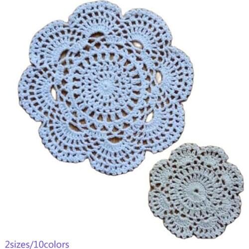 Vintage Crochet lace Table place Mat cloth cotton Placemat cup mug tea coffee coaster drink Pad doily dining Christmas kitchen