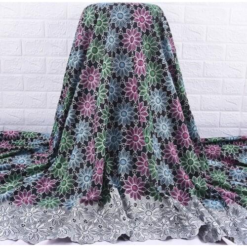 Zhenguiru High Quality Cotton African Lace Fabric Flower Swiss Voile Lace Fabric Embroidery Nigeria Fabric For Women Party A2055