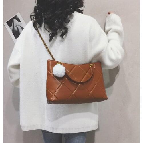 Pu Leather Handbags for Women 2021 Designer Large Chain Shoulder Bags Diamond Lattice Female Plaid Tote Bags Grand Sac A Main