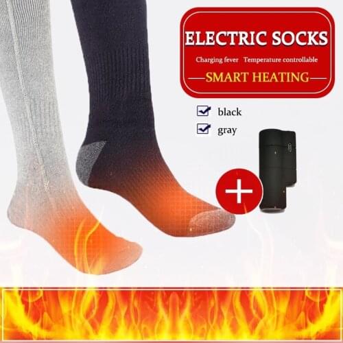 Unisex 1Pair Winter USB Upgrade Heating Socks Cold Outdoor Skiing Camping Cycling Motorcycles Warm Heated Socks+Lithium Battery