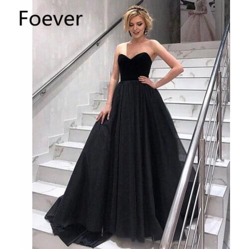 2019 Ready to ship Black Evening Dresses Long Sweetheart Floor Length Tulle Lace Up Back Formal Evening Party Dress Custom Made