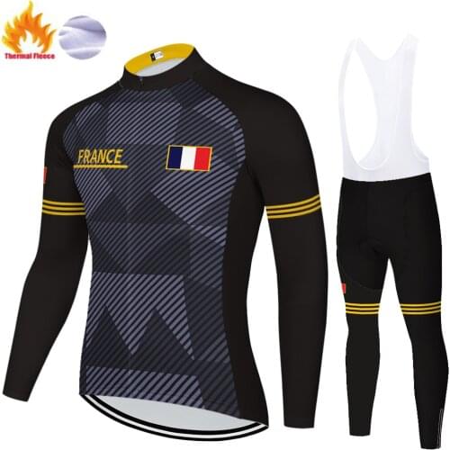 2021 new team cycling jersey long sleeve Winter Thermal Fleece traje de ciclismo hombre National flag equipación ciclismo hombre