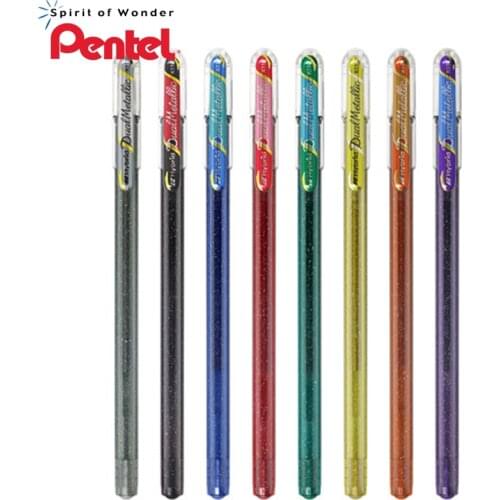 3pcs PENTEL Two Color Flash Gel Pen K110 Pearl Metal Black Cardboard DIY Greeting Card Decoration Handbook Stationery 1.0mm