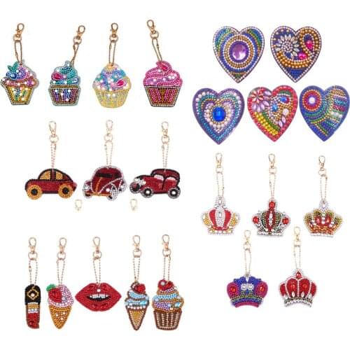 4/5Pcs DIY Diamond Painting Keychains Full Drill Special Shaped Diamond Keychains for Women Kids Christmas Gifts
