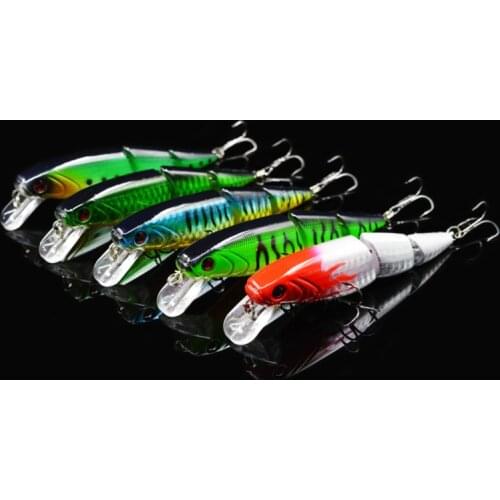 5Pcs Swimbait Jointed Top Water Minnow Fishing Lures Hook Crankbait Bass 3 Sections Bait 11cm 15g Fishing Tackle