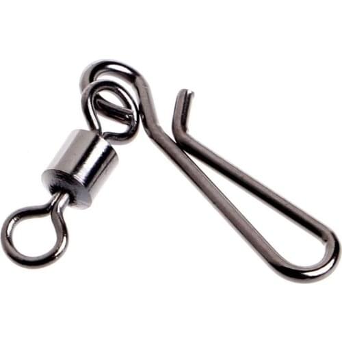 50Pcs Size 10 8 6 4 2 Fishing Rolling Swivel Interlock Snap Pin Connector Tackle