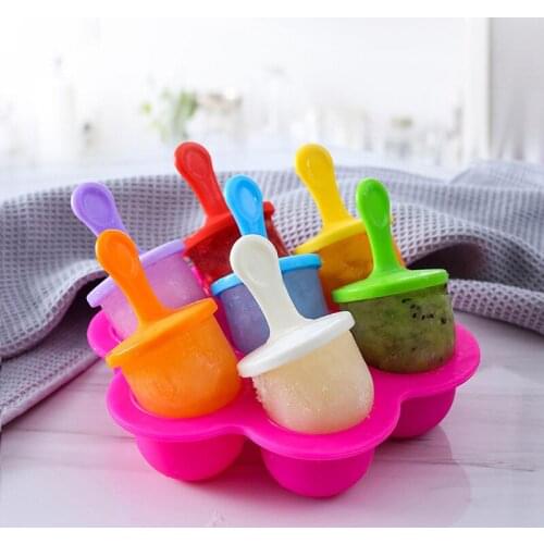 7 Holes Portable Fruit Shake Accessories Baby DIY Food Supplement Tools Popsicle Mould Ice Cream Ball Maker Food Grade Silicone