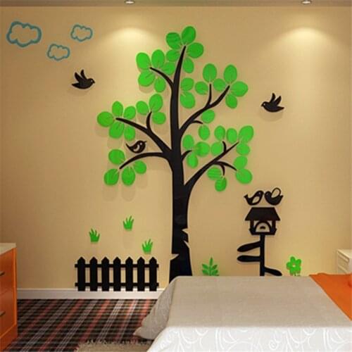 Tree House Acrylic Crystal 3D stereo wall stickers Home decor TV wall nursery childrens room decorative 3D sticker Decals Art