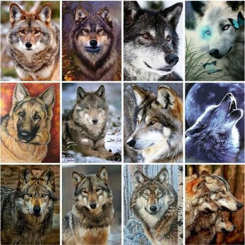 Diy Wolf 5d Diamond Painting Full Square Drill Christmas Gift Animal Diamond Embroidery Cross Stitch Wall Art Kits Home Decor