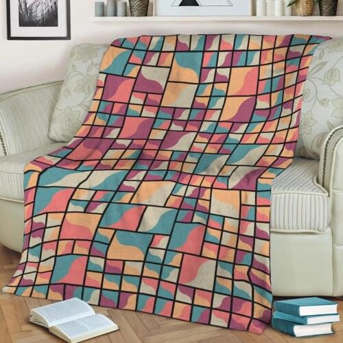Abstract Geometric Pattern 3D Printed Velvet Plush Throw Fleece Blanket Bedspread Sherpa Blanket Home Decora