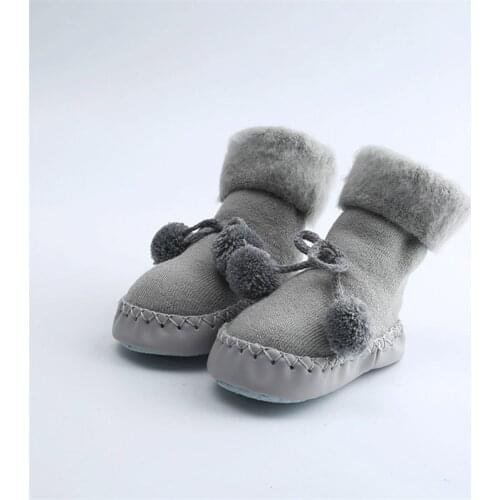 3 To 18 Months Baby Socks Shoes Newborn Autumn Winter Children Anti Slip Soft Solid Thicken Warm Butterfly Knot Sock Shoes