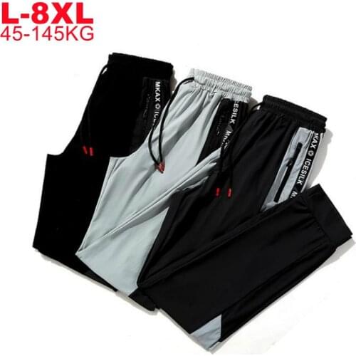 Plus Size 5xl 6xl 7xl 8xl High Quality Casual Pants Men Summer Cool Sweatpants Male Trousers Breathable Ligheweight Black Pants