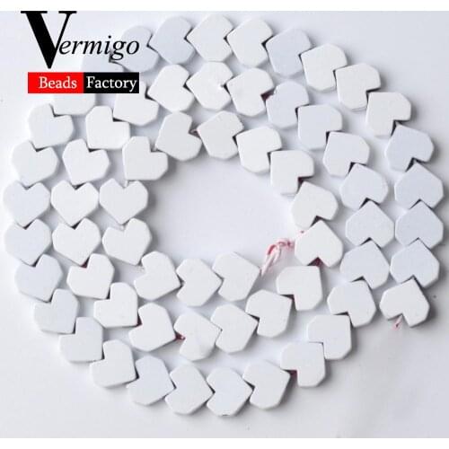 White Nanotech Rubber Hematite Heart Shape Beads For Jewelry Making 8mm Spacer Loose Stone Beads Diy Bracelets Accessories 15