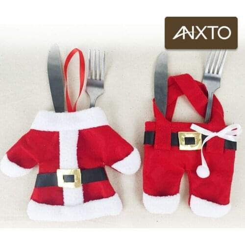 Tableware Holder Knife Fork Cutlery Set Skirt Pants 2019 Navidad Natal Christmas Decorations for Home New Year free shipping