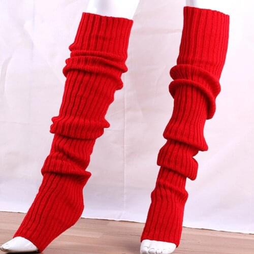 Women Elastic Solid Color Warm Thigh High Knitted Long Socks Over Knee Stockings