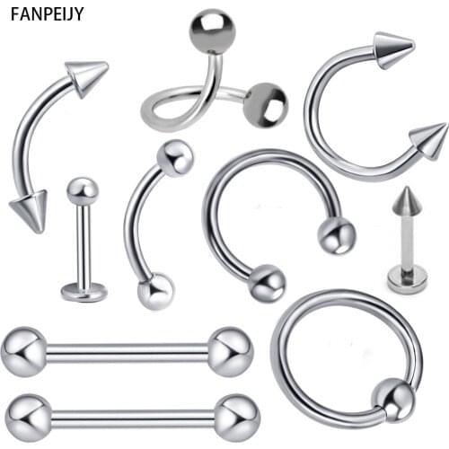 Fanpeijy Earring Cartilage Helix Kit 16G Surgical Steel Body Piercing Belly Button,Tongue, Eyebrow, Nipple, Lip, Nose, Chi Gauge