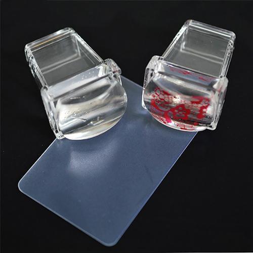 Hot 2Pcs/Set Jelly Silicone Nail Art Stamper Scraper Polish Print Nail Stamping Tool