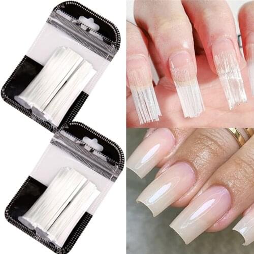 Hot 50PCS Fiberglass Nail Extension Glass Fibernails Fiber Nail Silk Extension Set False Nail Acrylic Tips Nail Salon Manicure