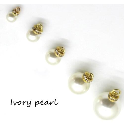 LKERAN 100% scratch-free Crystal ivory faux Pearl Rhinestone Buttons Diy Clothing Crafts Scrapbooking button Sewing Accessories