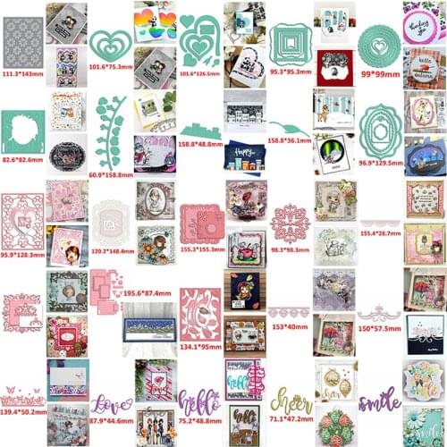 Metal Cutting Dies Basic Geometry Swirls Nesting Border Butterflies Lace Cheer Hello Smile Love Words DIY Crafts 2020 New #6