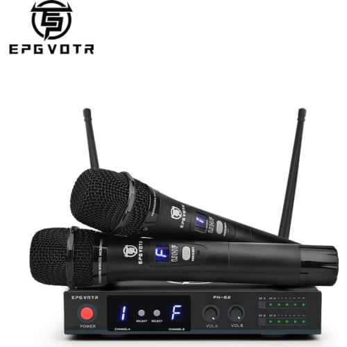 EPGVOTR FN82 16 Frequencies adjustable Wireless microphone professional 2 channel karaoke mic for party singing church show home