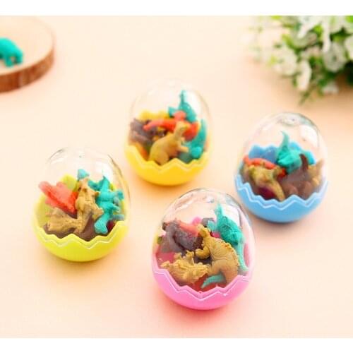 Dinosaur Egg Cartoon Eraser Cute and Creative Eraser, Primary School Prizes, Stationery Kindergarten Gifts,1 Box of 8 Dinosaurs