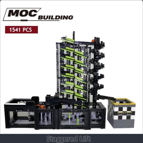 Staggered Lift MOC Building Block Set With Motor, Childrens Universal Sports Technology Block, Creative Puzzle Toys