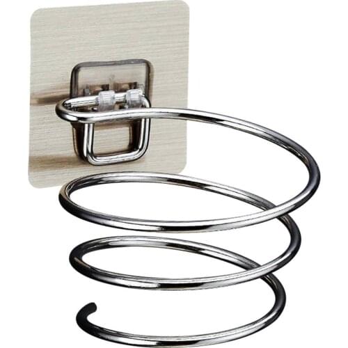 Wall Mounted Stainless Steel Spiral Blower Stand Bathroom Hair Dryer Holder Rack