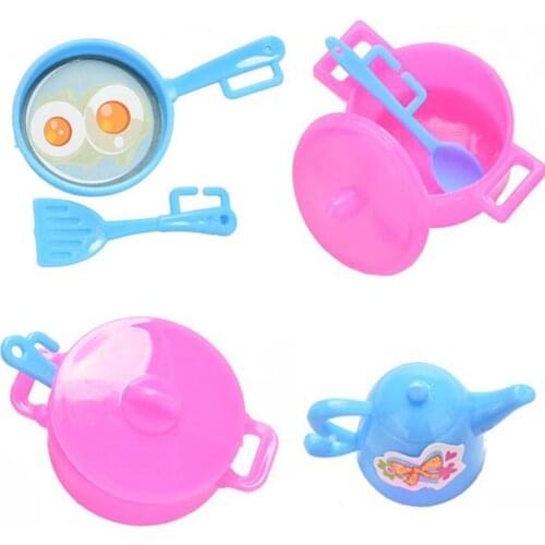 NK 7 Items/Set Kids Play House Cooking Toys Doll Accessories Handmade Dolls Plastic kitchenware For Barbie Doll Gift