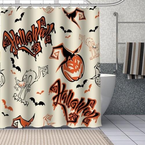 New Halloween Custom Pattern Polyester Bath Curtain Waterproof Shower Curtains DIY Bath Screen Printed Curtain For Bathroom