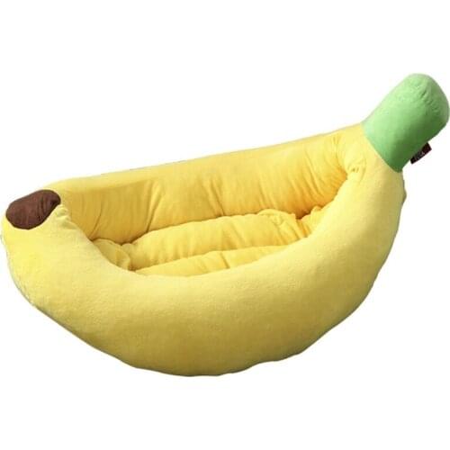 Plush Nest Kennel Lovely Banana Warm Comfortable Extended Dog Mat Pad Cat Mat