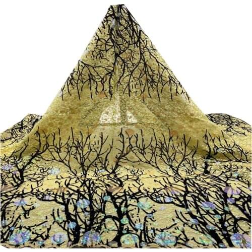 Latest African Lace Fabric Sequins Embroidery 2021 High Quality French Nigerian Tulle Mesh Lace Fabrics For Wedding Sewing XH-19