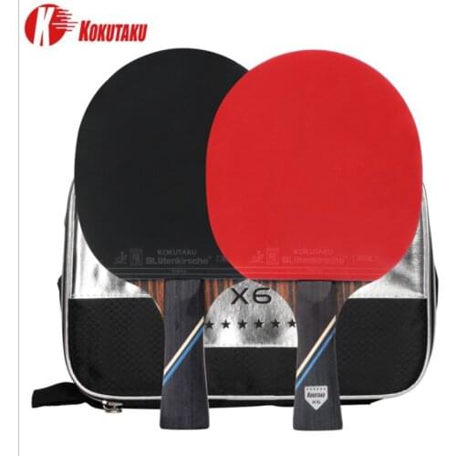 KOKUTAKU ITTF Professional 4/5/6 Star Ping Pong Racket Carbon Table Tennis Racket Bat Paddle Set Pimples In Rubber With Bag