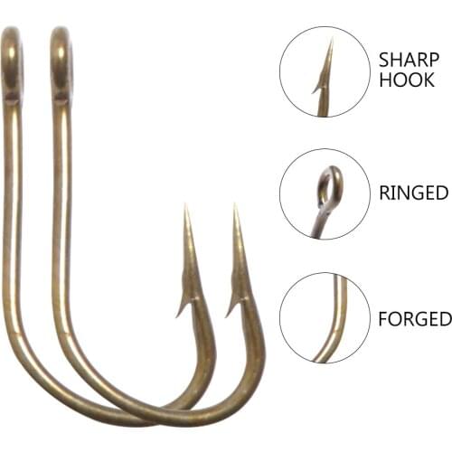 FTK High Carbon Steel Fishing Hooks 1#-4# 100Pcs 1/0#-4/0# 50pcs Shank Fishing Hooks With Ringed Fishing Accessories
