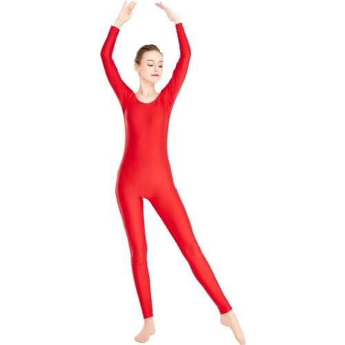 LZCMsoft Long Sleeve Women Dance Unitards Lycra Spandex Catsuits Stage Performance Costumes Adult Workout Jumpsuits