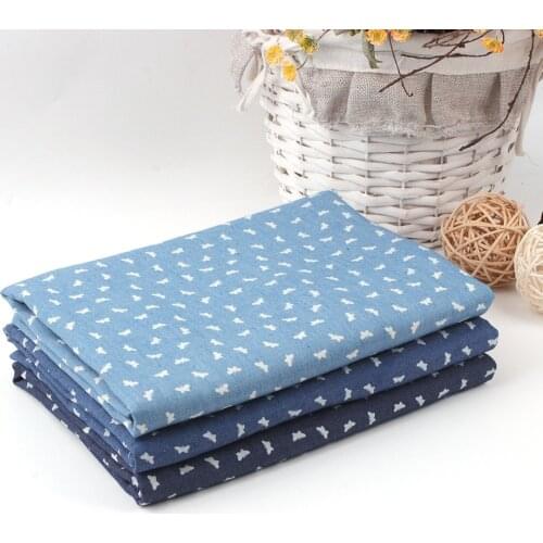 Small Butterfly Pattern Denim Fabric By The Meter Sheet For Sewing Clothes Dress Material Handmade DIY Craft Supplies 50*150cm