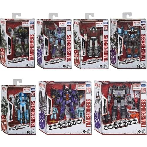 Hasbro Transformer Netflix War for Cybertron Trilogy Voyager Megatron Hotlink Deluxe Hound Mirage Sideswipe Scrapface Figure Toy
