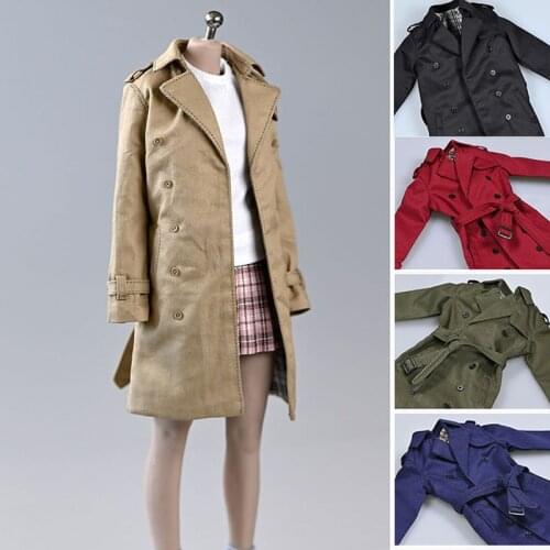 6 Colors 1/6 Scale Trench Coat Windcoat Outerwear Long Jacket Overcoat Clothing for 12'' Female Action Figure Accessories
