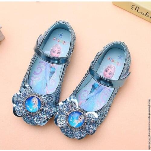 Disney girls princess shoes spring autumn new childrens shoes frozen elsa flat soft bottom cartoon crystal shoes kids school