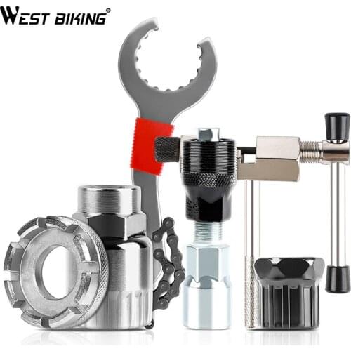 WEST BIKING Multifunctional Repair Tool Kits Chain Breaker Flywheel Remover Crank Puller Wrench MTB Bicycle Maintenance Tools